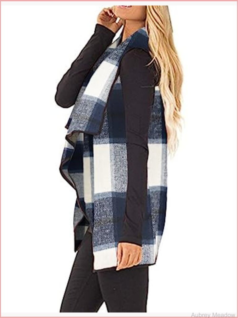 Buffalo Plaid Sleeveless Cardigan Vest with Pockets Open Front Lapel - Picture 4 of 7